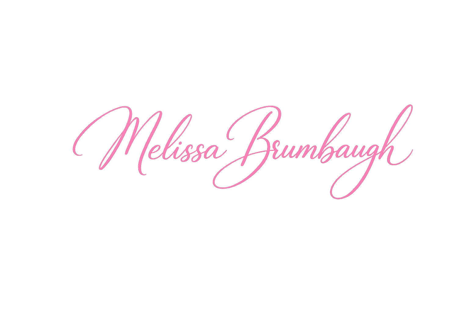 The image features the name 'Melissa Brumbaugh' written in pink cursive font on a black background.