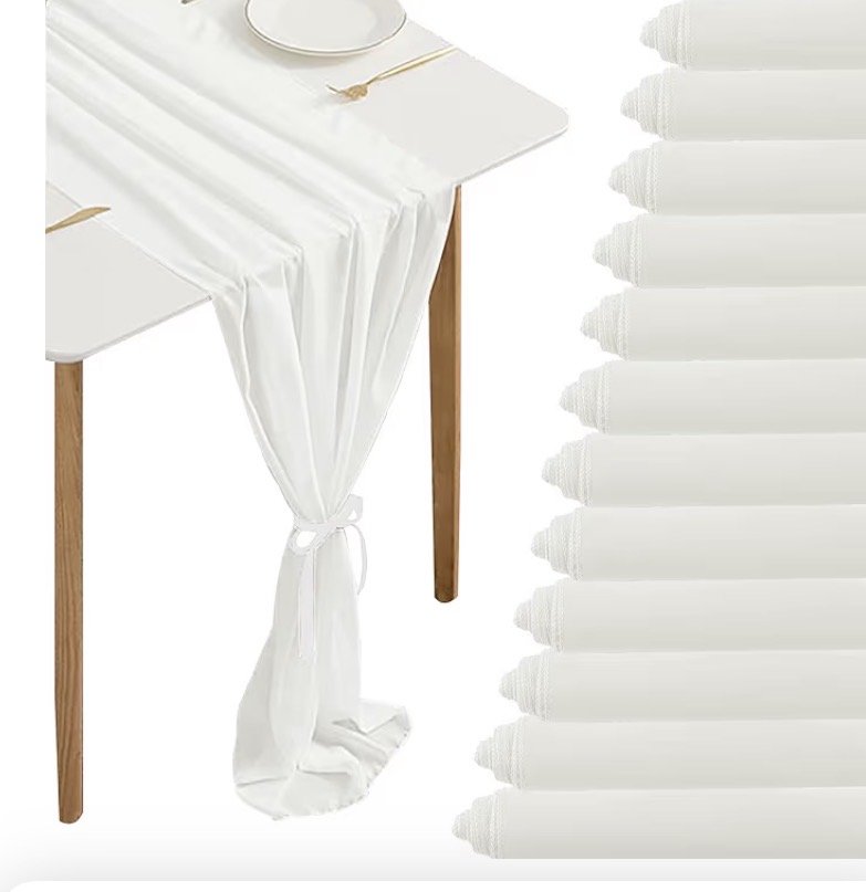 White Chiffon Table Runner  - $3