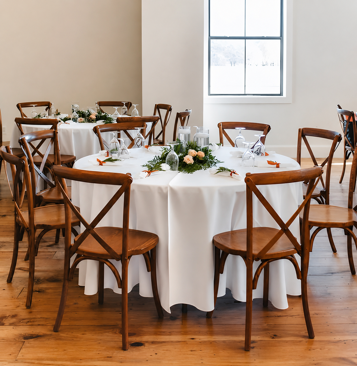 Round White Tablecloth 120 Inch Polyester Fabric - $5