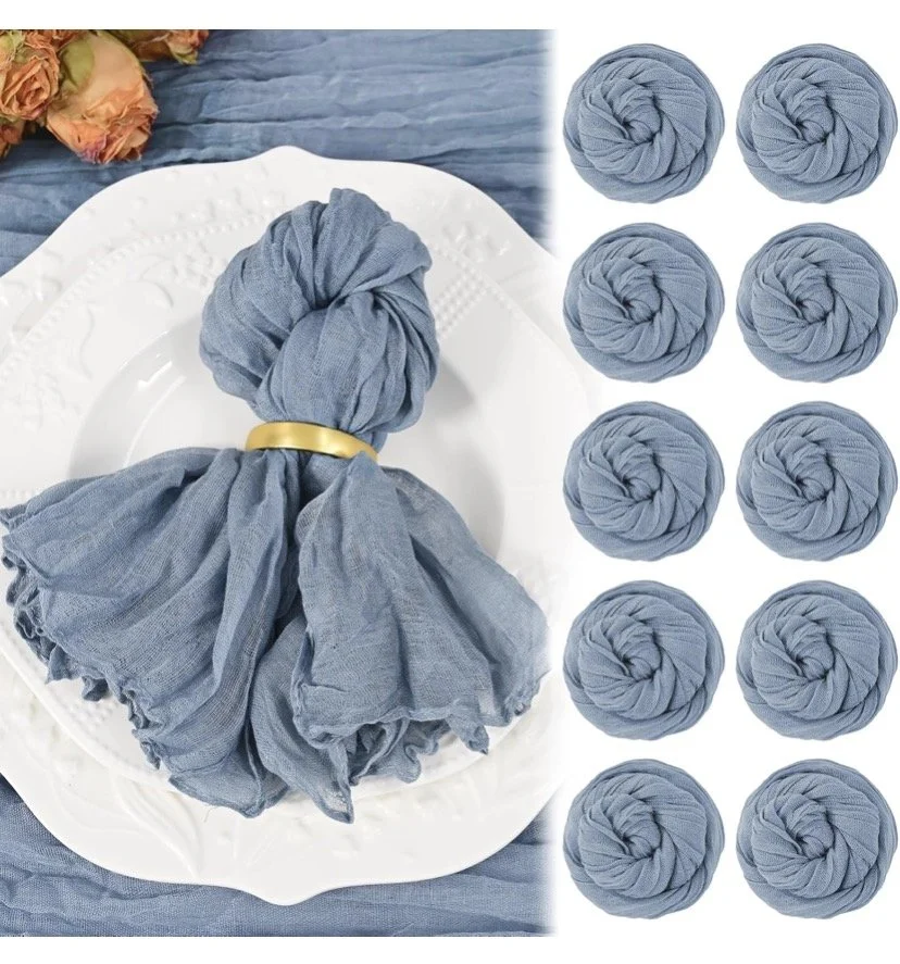 Dusty Blue Cheesecloth Napkins 20"x20" Boho Cloth Napkins - $1