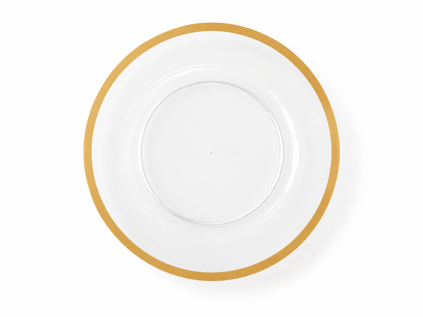 13 Inch Charger Plates Clear Gold Rim - $1