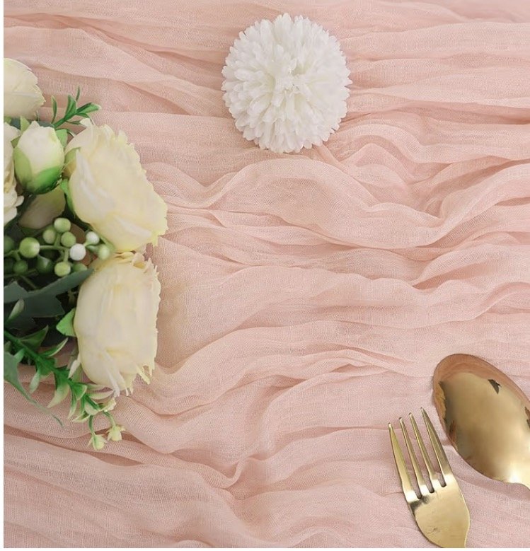 Blush Pink Cheesecloth Table Runner - $1