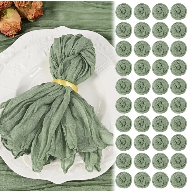 Sage Green Cheesecloth Napkins 20"x20" Boho Cloth Napkins - $1