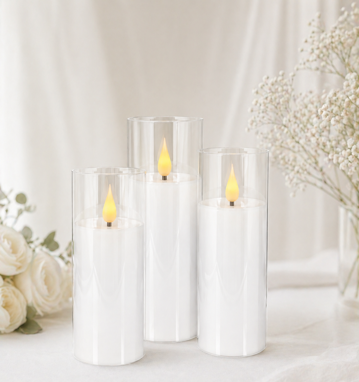 Clear Acrylic Clear LED Candles . Set of 3 - $5