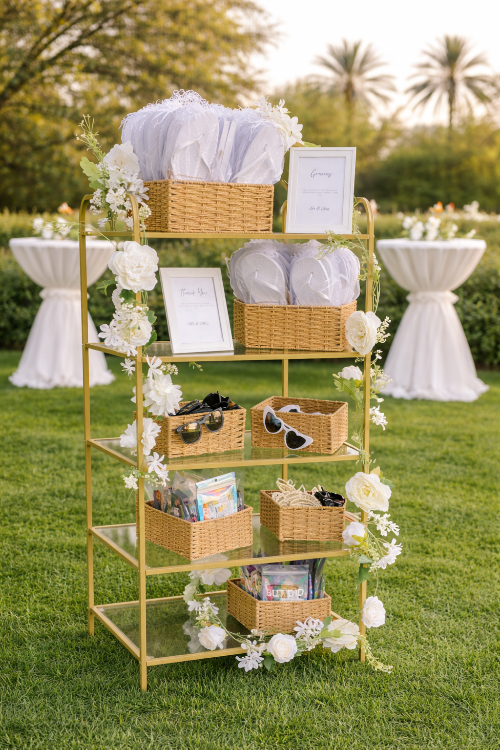 Display Unit. Includes basket, signs and floral accents - $40