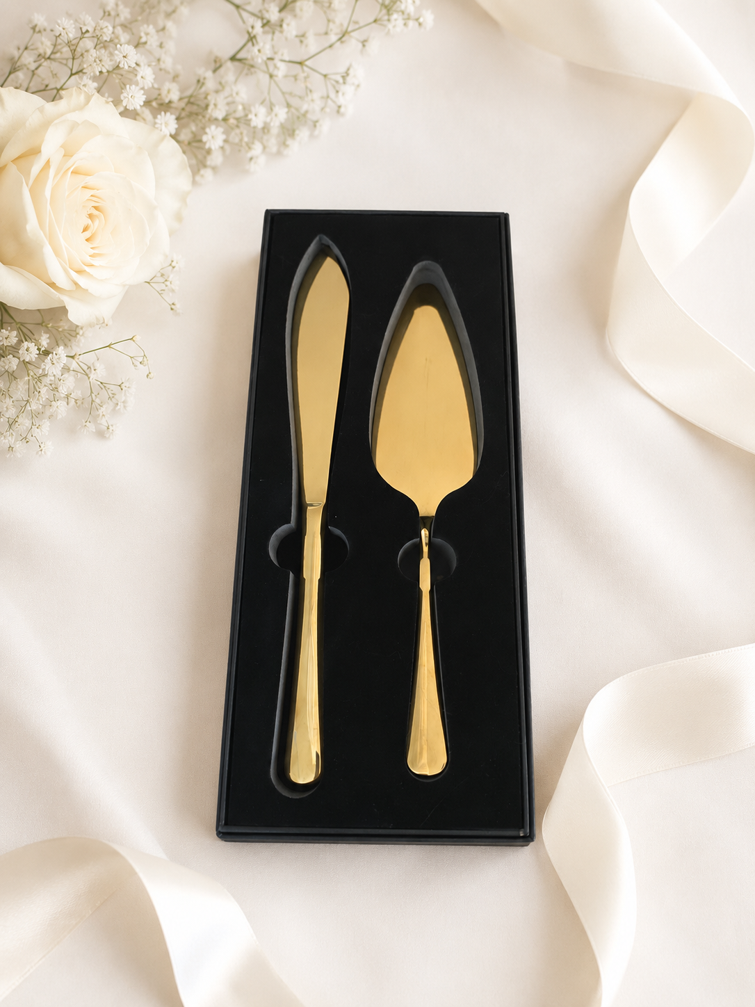 Gold Wedding Cake Knife and Server Set - $5