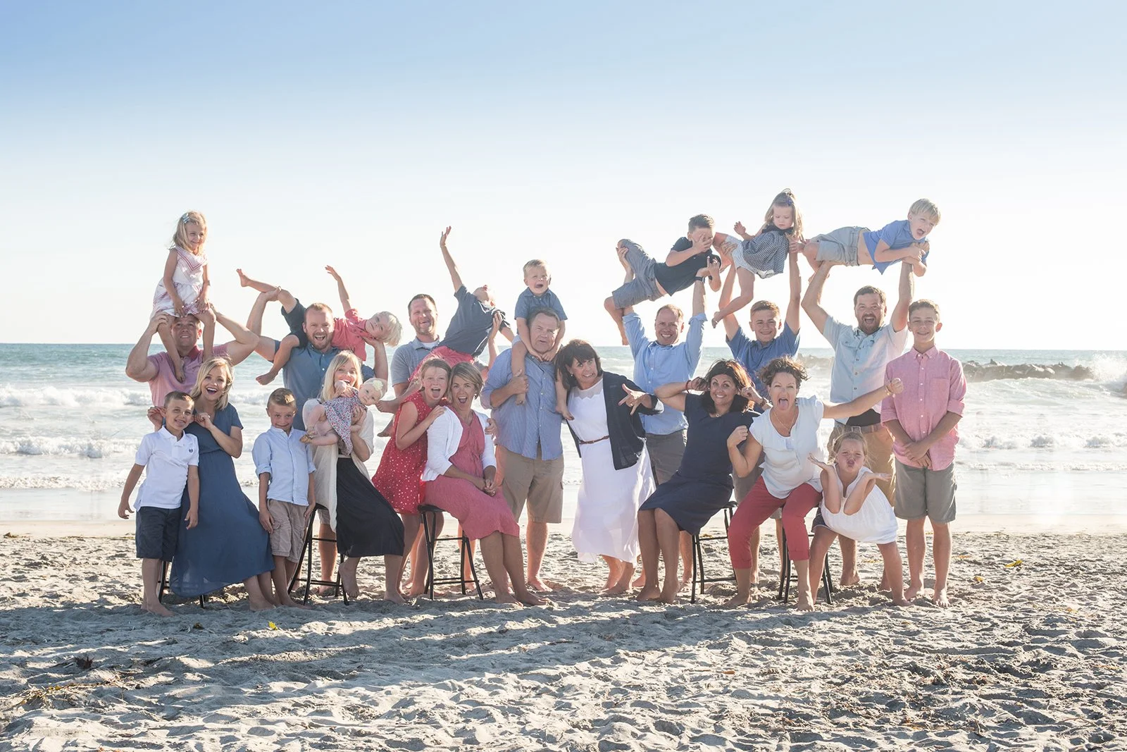 Large Family Photo on the beach, Oceanside CA | Miller Family