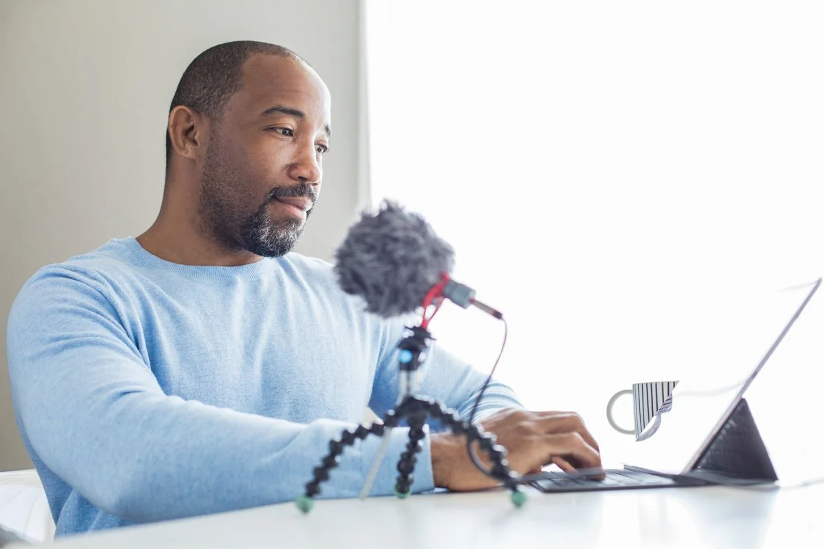 branding photos for podcaster & graphic designer