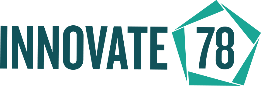 Logo of INNOVATE 78 with a stylized hexagon in teal and black colors.
