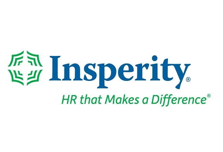 Insperity logo with green and blue text and a green geometric emblem, with the tagline "HR that Makes a Difference".