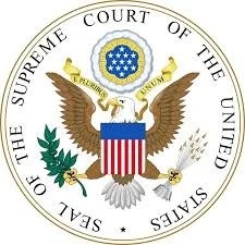 Seal of the U.S. Supreme Court featuring an eagle with outstretched wings, shield, olive branch, and arrows, encircled by the text 'Seal of the Supreme Court of the United States'.