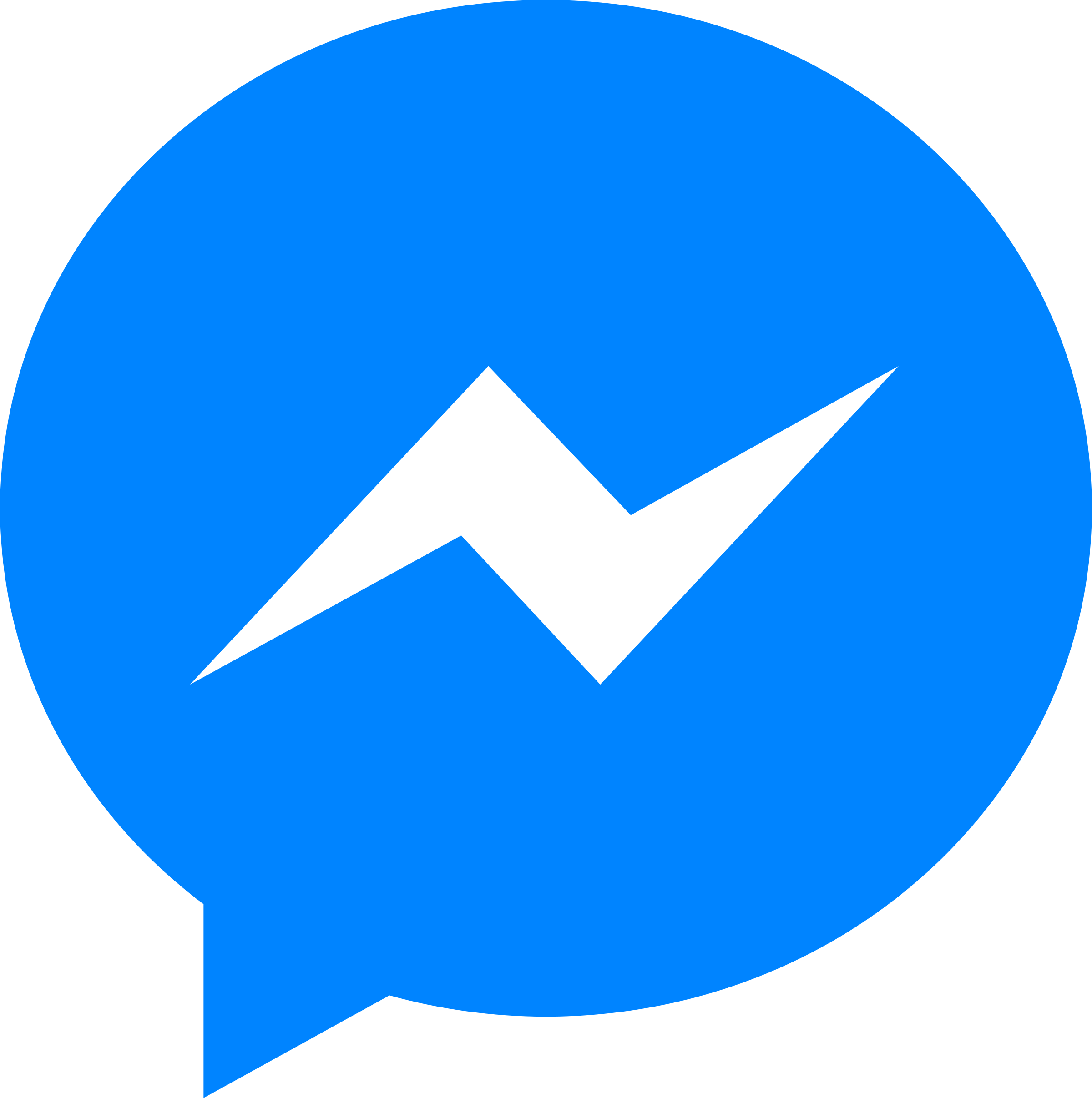 Blue speech bubble icon with a tail pointing down.