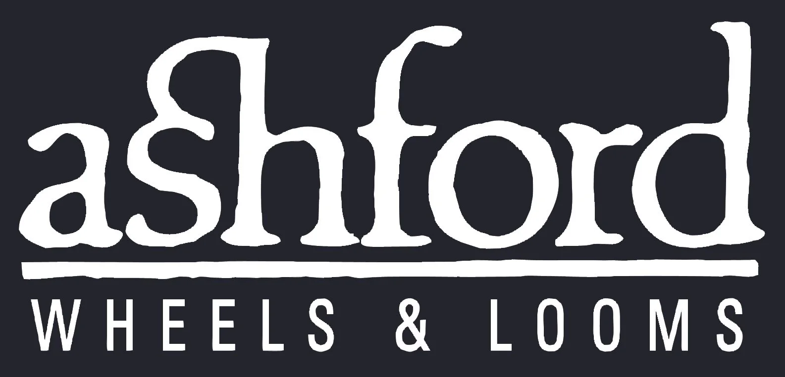 Logo for Ashford Wheels & Looms with the text 'ashford' in large style and 'WHEELS & LOOMS' below in smaller font.