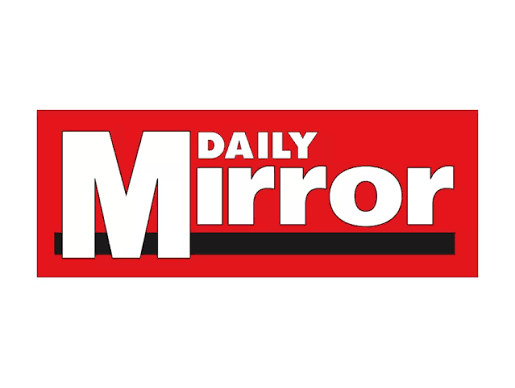Logo of the Daily Mirror newspaper with red background, bold white and black text.