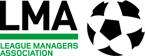 Logo of the League Managers Association with green text on a black background.