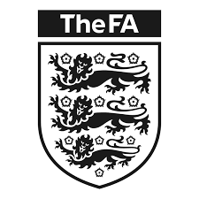 The FA logo featuring a shield with three black lions and a black banner at the top reading 'The FA'.