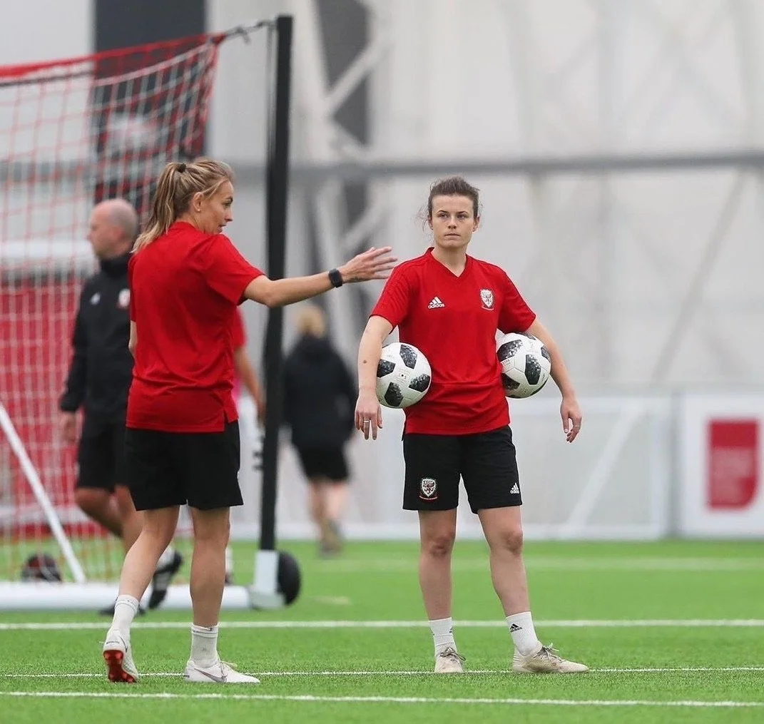 James Thomas Coach, Hayley Ladd, Kayleigh Green, Wales Women National team training