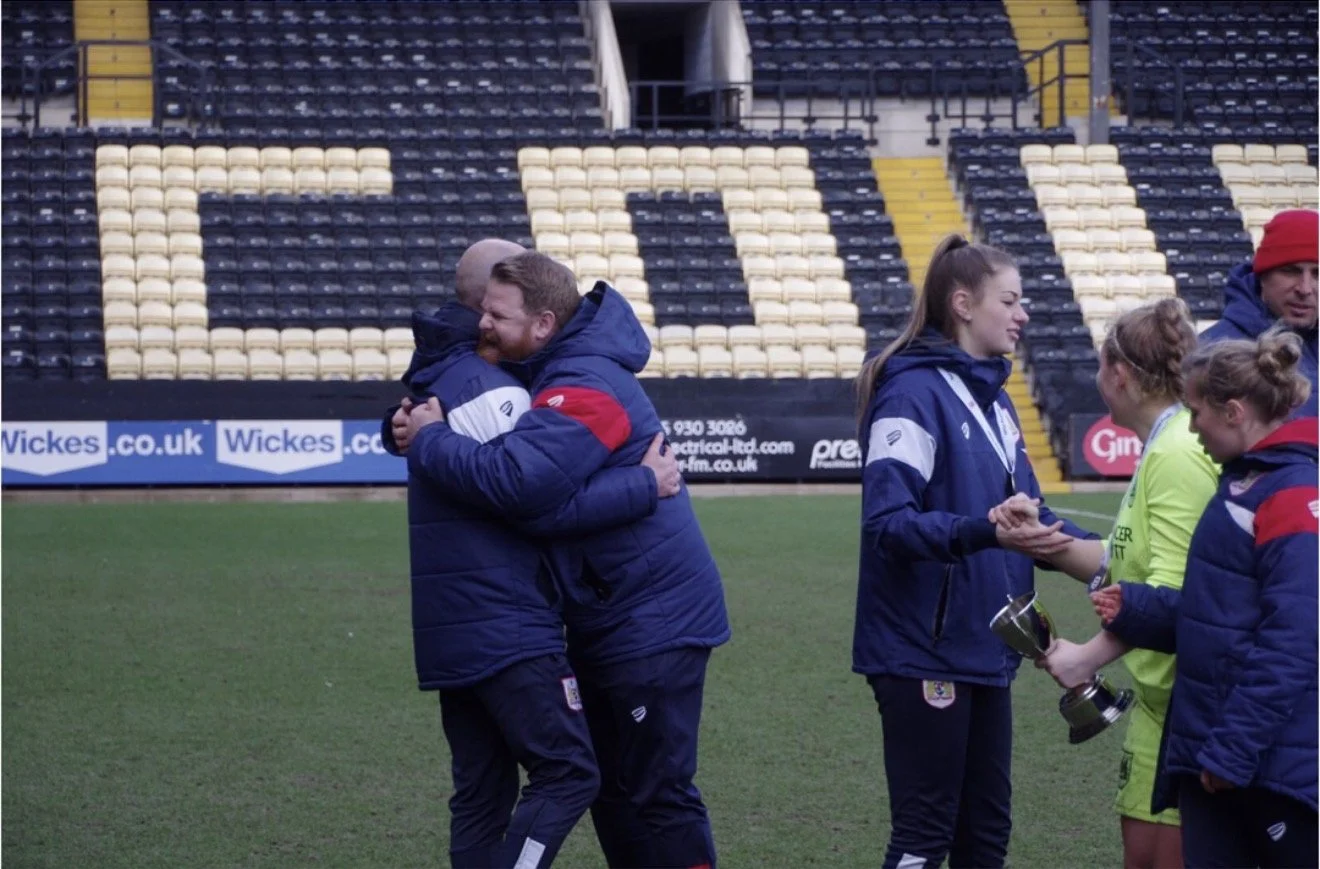 James Thomas Coach and Chris Roberts celebrating another trophy for Bristol City Womens academy
