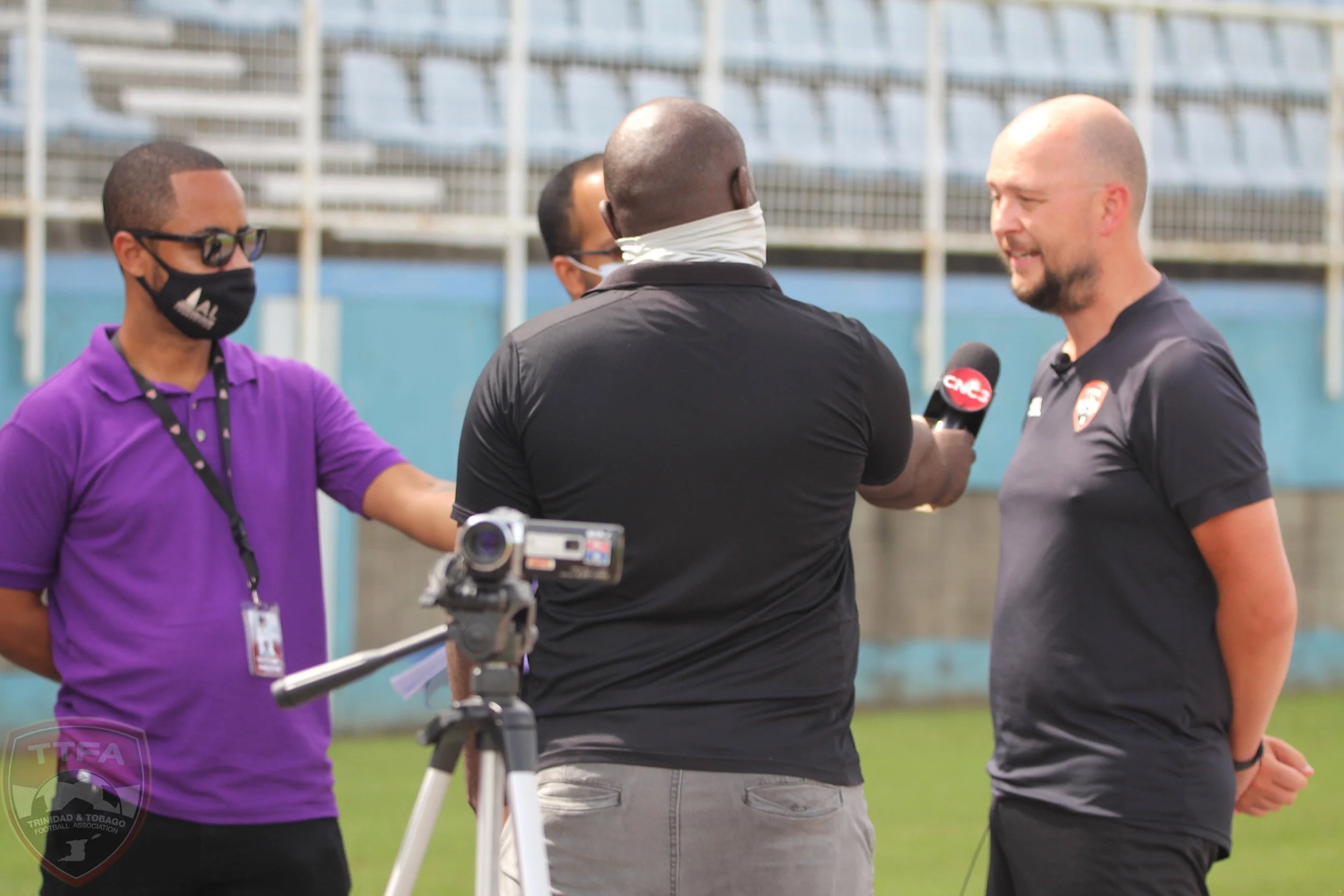 James Thomas, being interviewed as Head Coach, Trinidad National TV