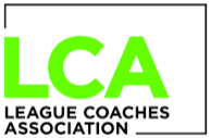 Logo of the League Coaches Association with the letters LCA in green and black text.