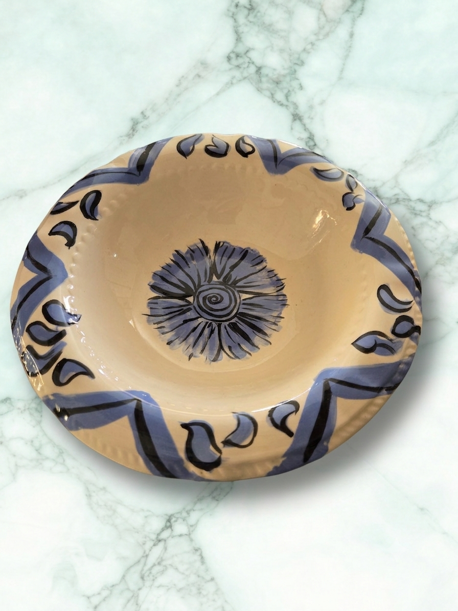 Vintage Hand-Painted Studio Art Bowl by Kad (1994)