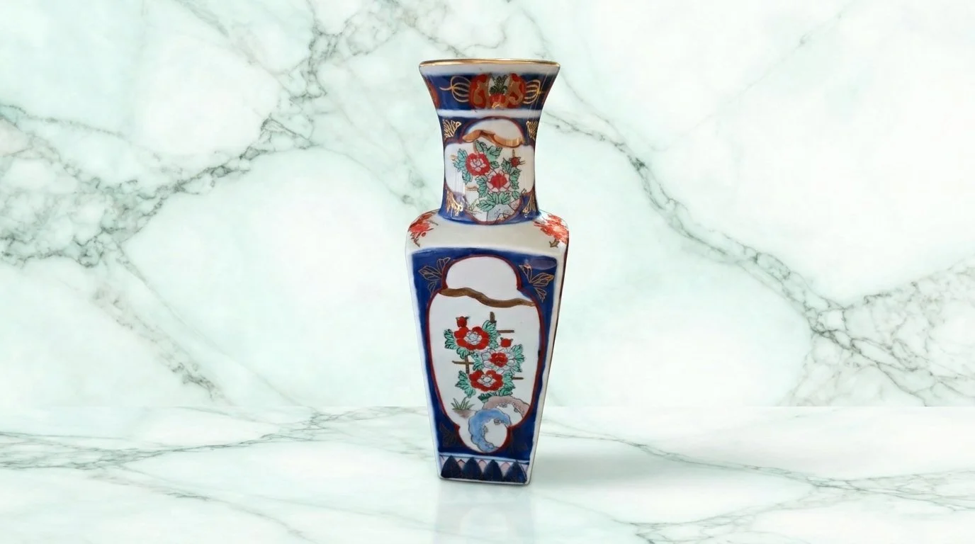 Authentic Hand-Painted Japanese Gold Imari Porcelain Vase (Circa 1959-1984)