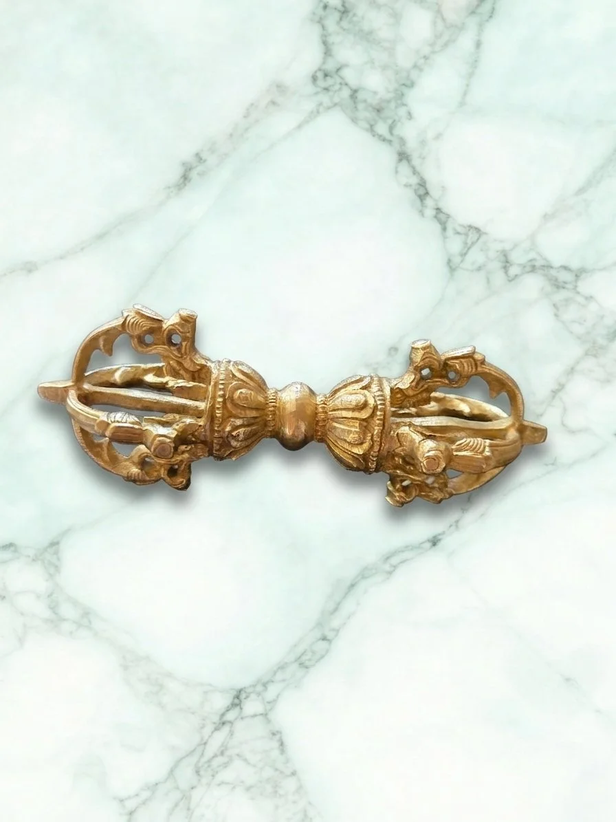 Vintage 5-pronged Tibetan Dorje (Vajra) with traditional makara detailing.