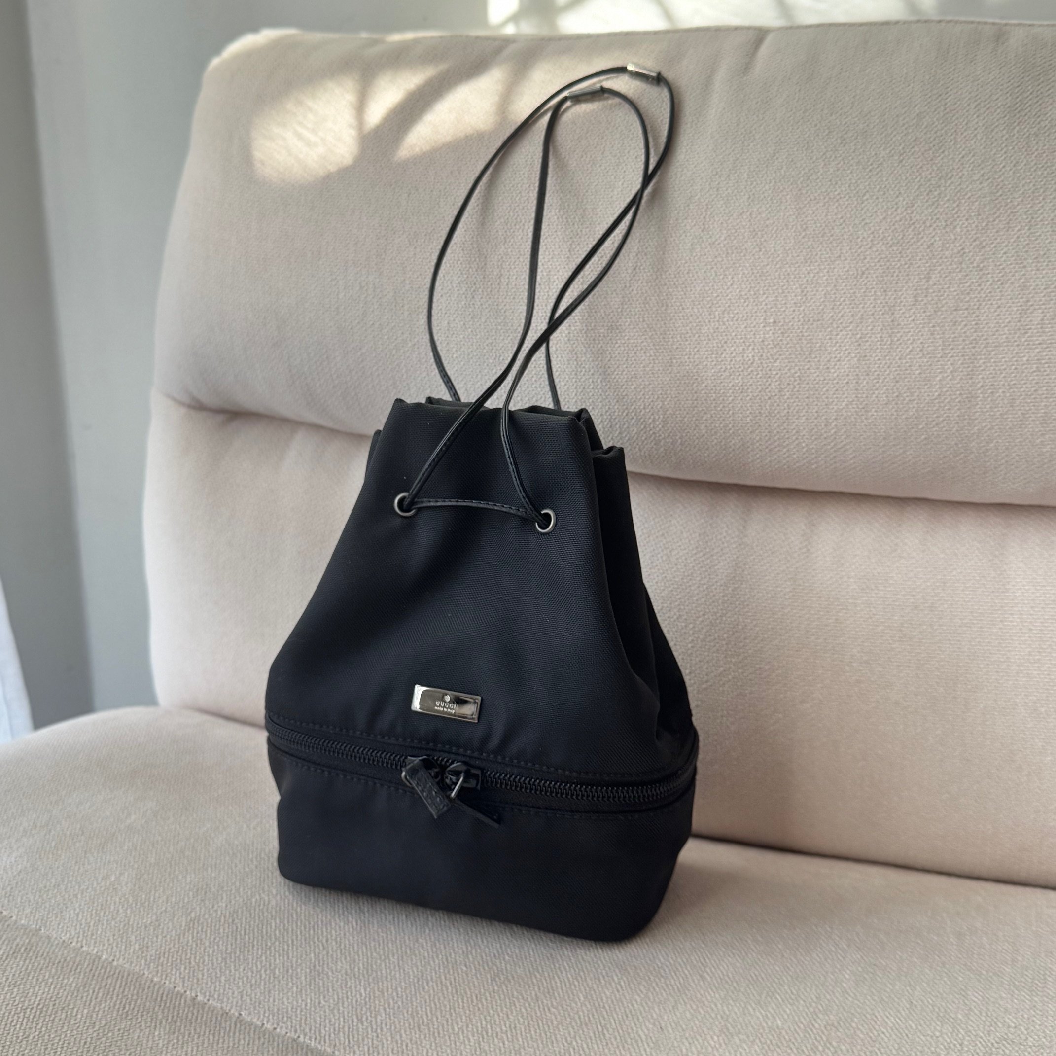 Gucci Nylon Drawstring Mini Bucket Bag
