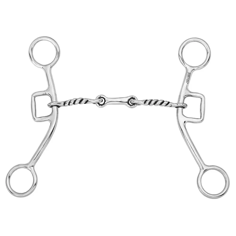 Bar H Equine Western Gag Bit Twisted Wire Dogbone Stainless Steel