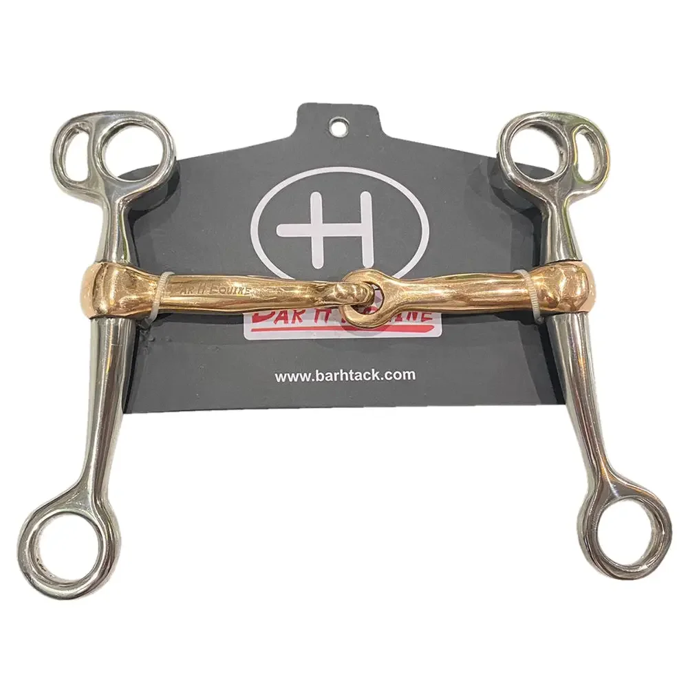 Bar H Equine Western Horse Tom Thumb Bit 5 in Copper Mouthpiece Shanks Stainless Steel