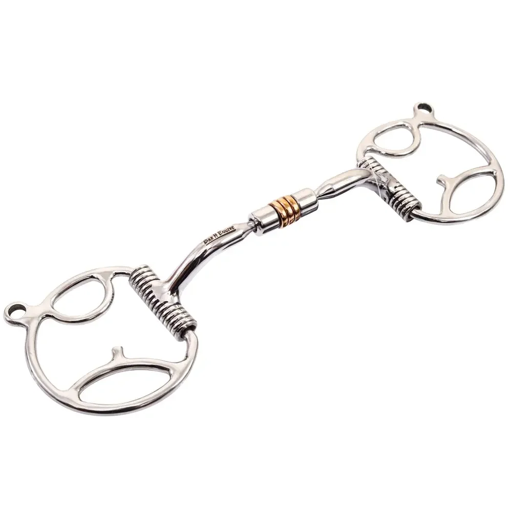 Bar H Equine Tongue Relief D Ring Horse Mouth Snaffle Bit W/Copper Rings