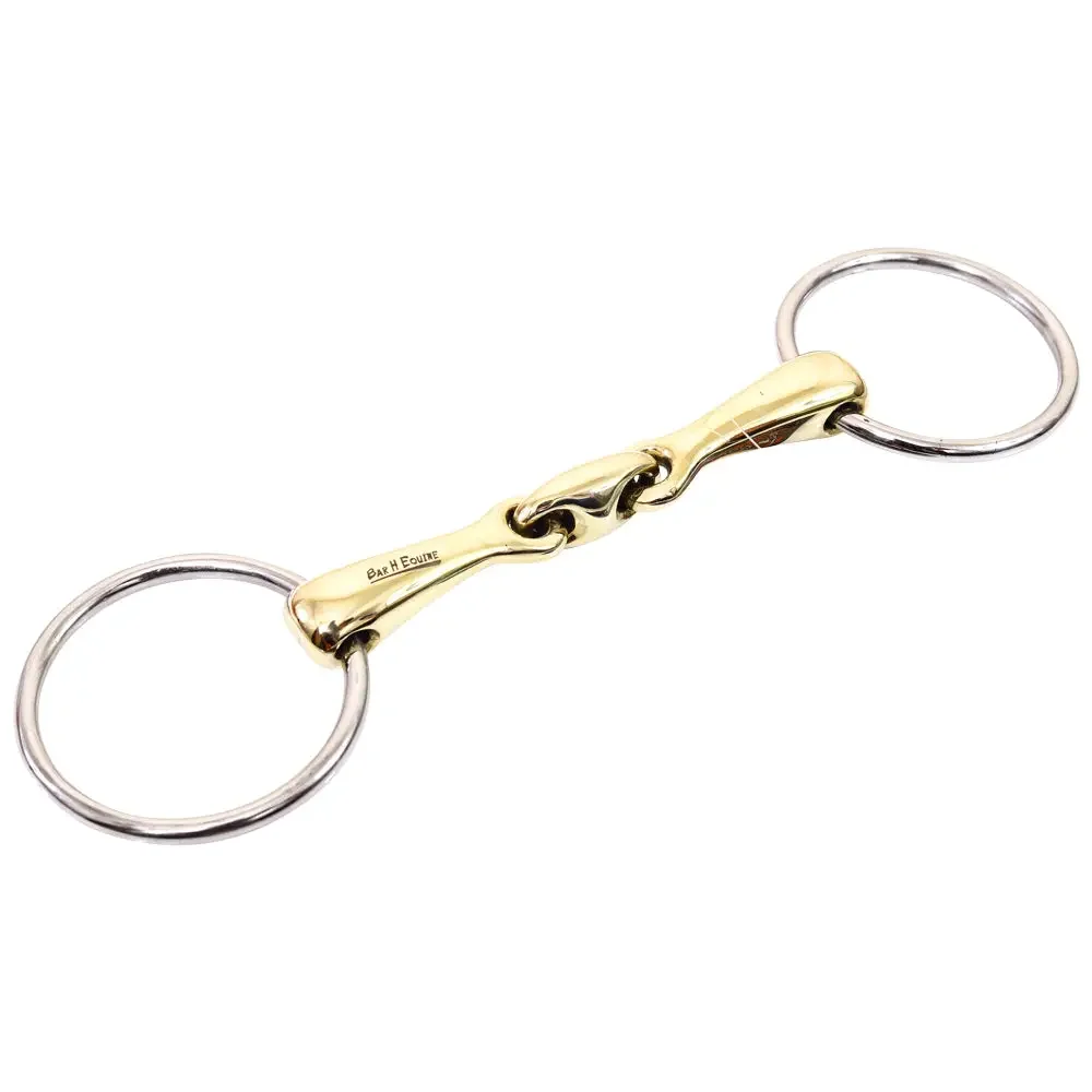 Bar H Equine O Ring French Link Snaffle Brass Bit