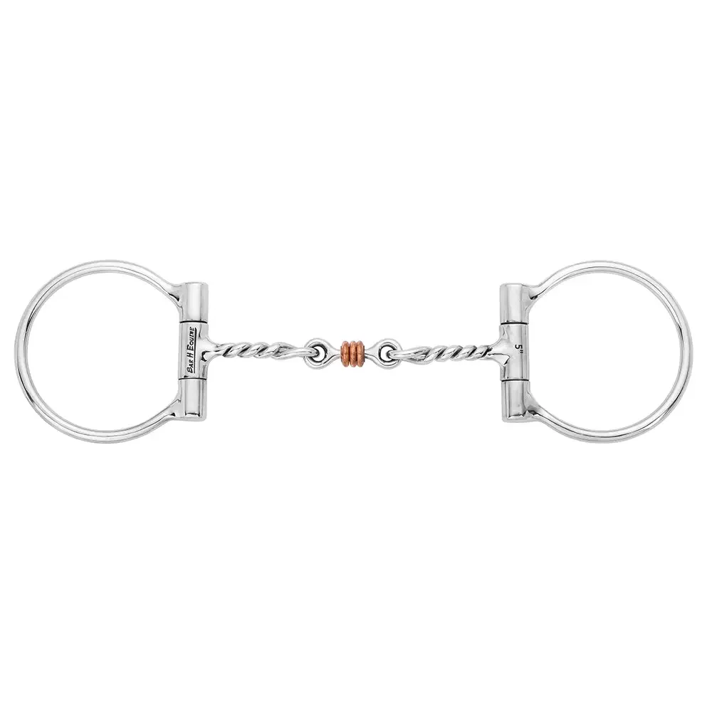 Bar H Equine Western D-Ring Snaffle Bit Twisted Mouth with Copper Rings
