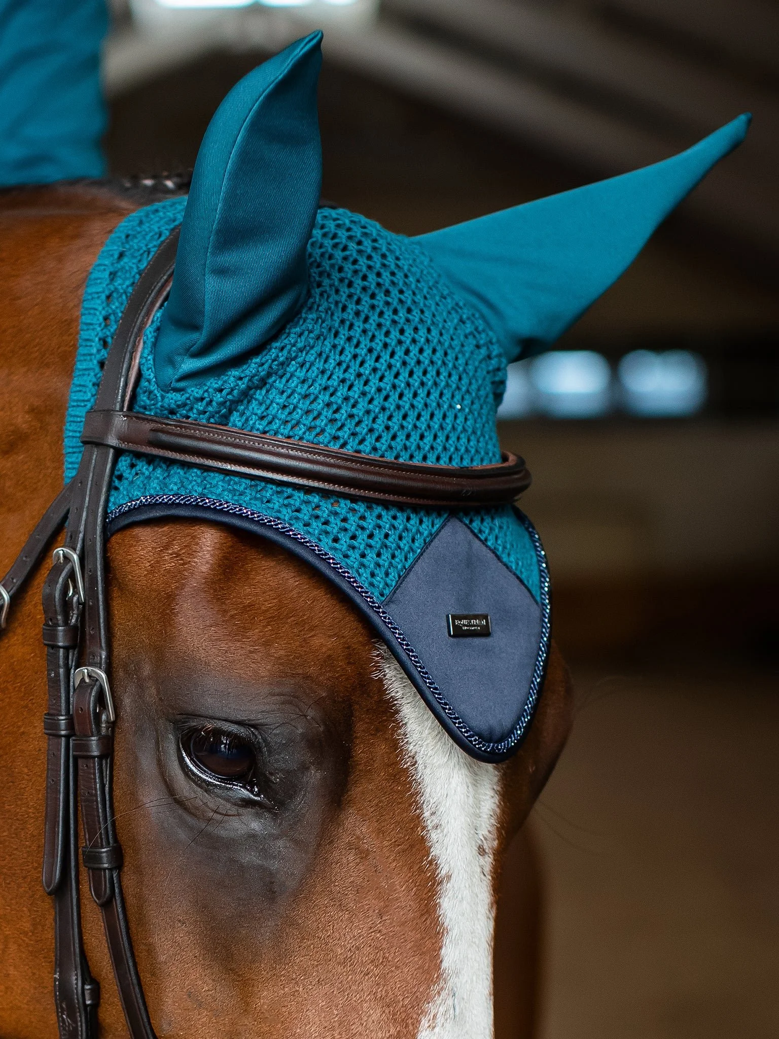 Equestrian Stockholm Aurora Blues Ear Bonnet Full