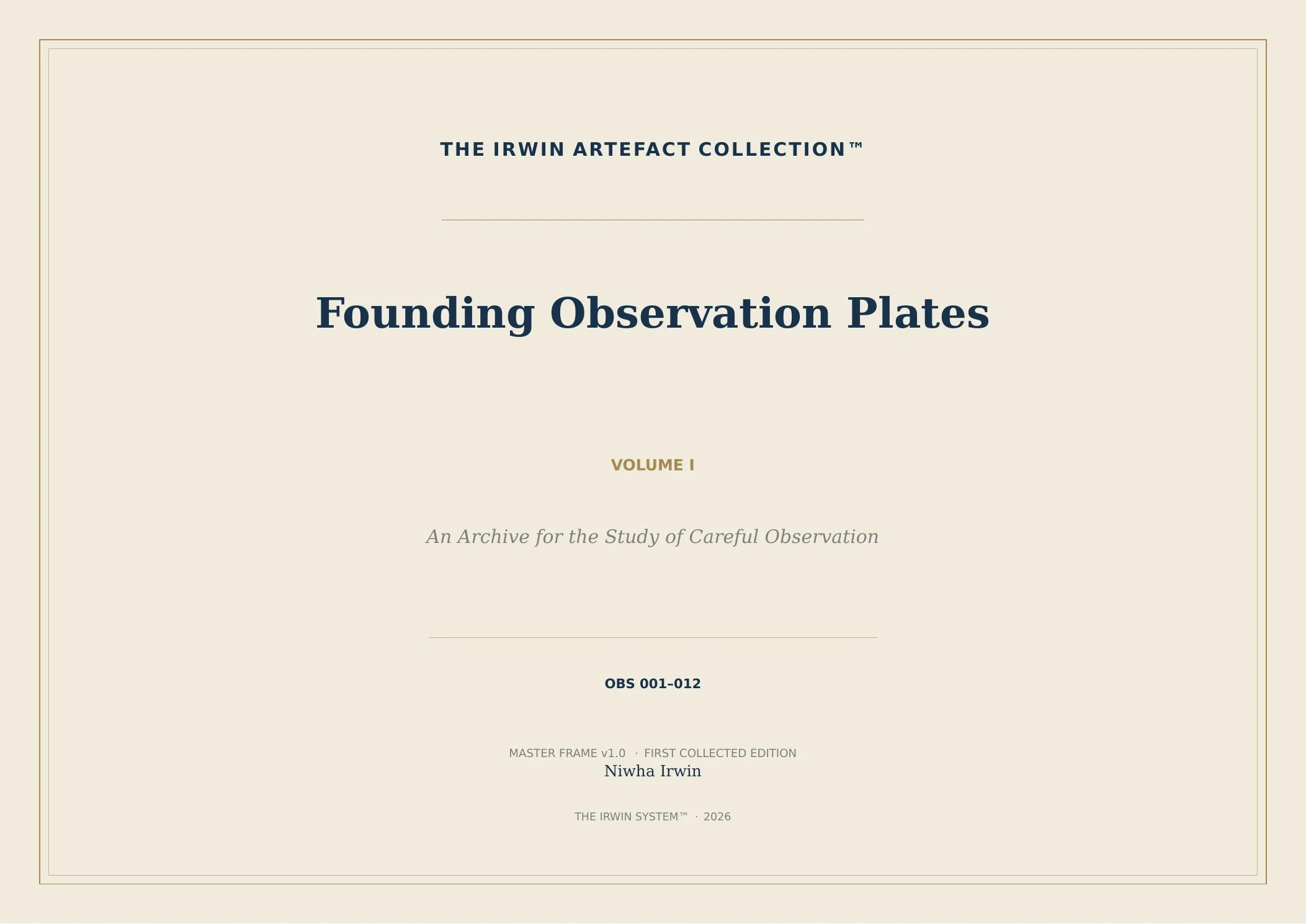 Founding Observation Plates — Volume I | Individual Educator Licence