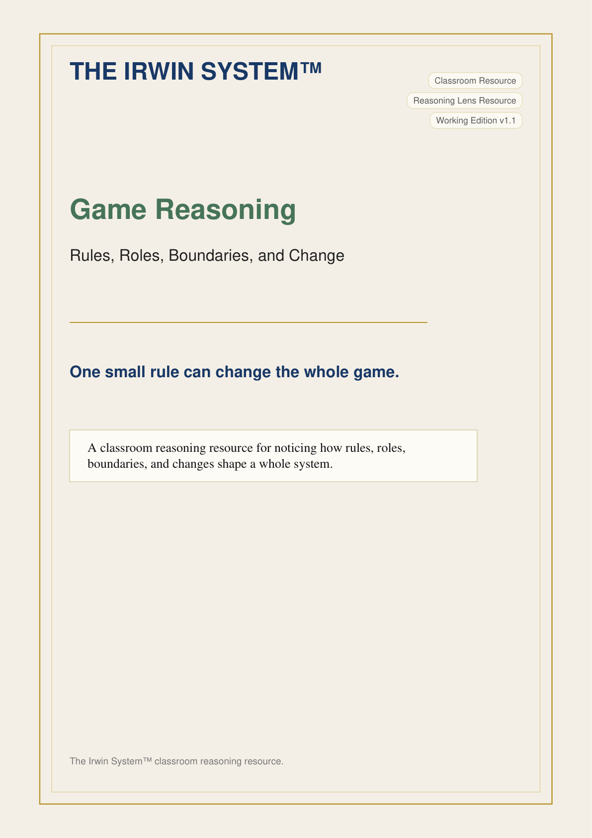 Game Reasoning | Individual Educator Licence