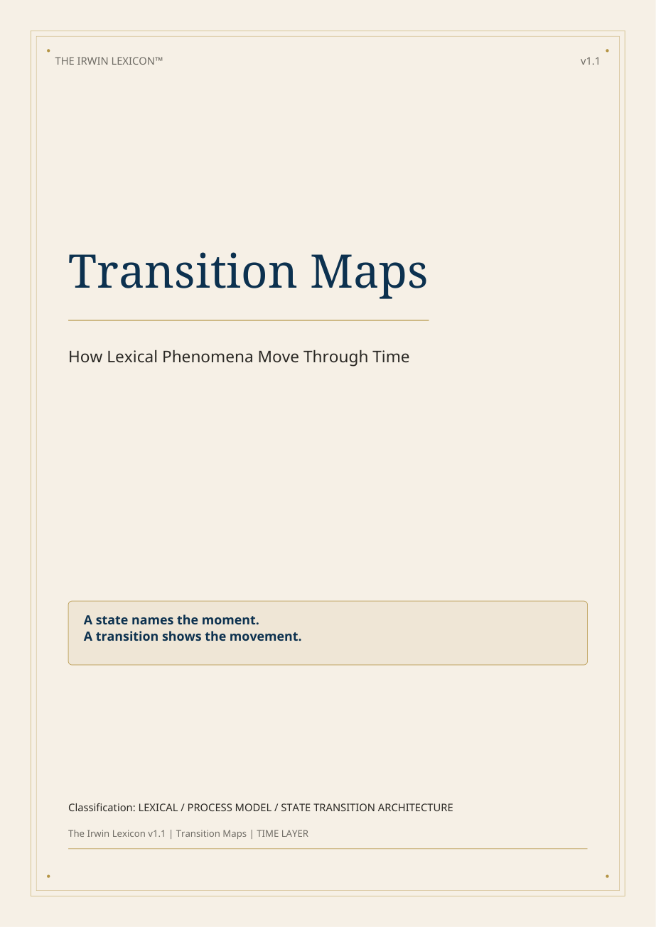Cover of the Irwin Corpus™ Lexicon Transition Maps, tracing movement between terms, states, and observational conditions.