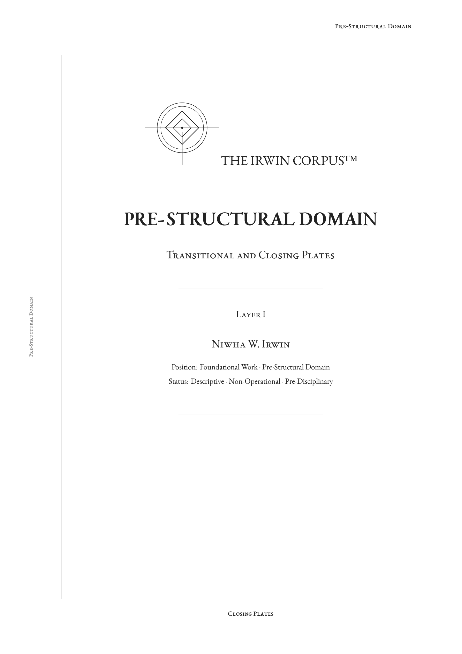 Cover of the Pre-Structural Transition Plates, tracing movement from visibility toward persistence and observational limit.