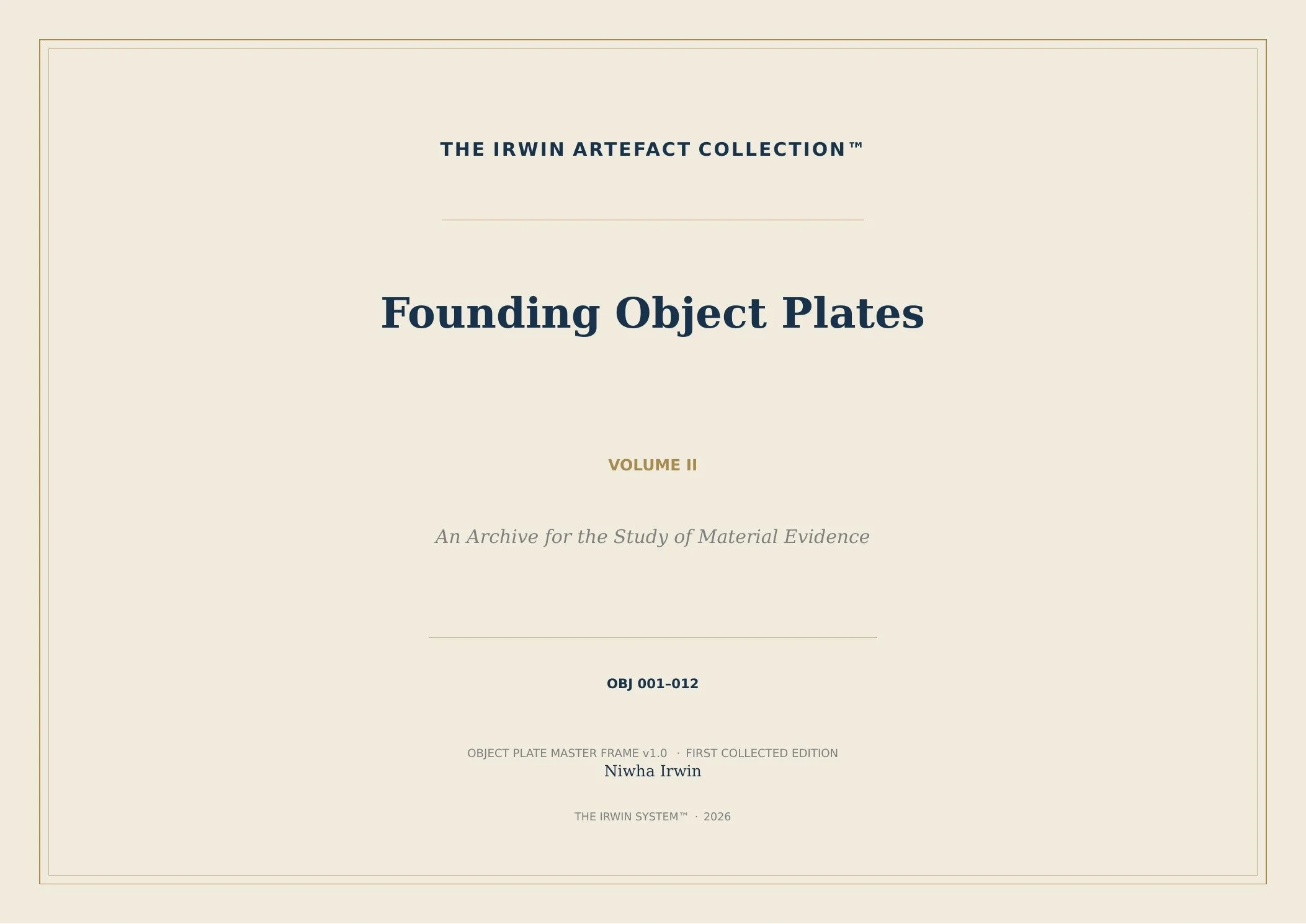 Founding Object Plates — Volume II | Individual Educator Licence