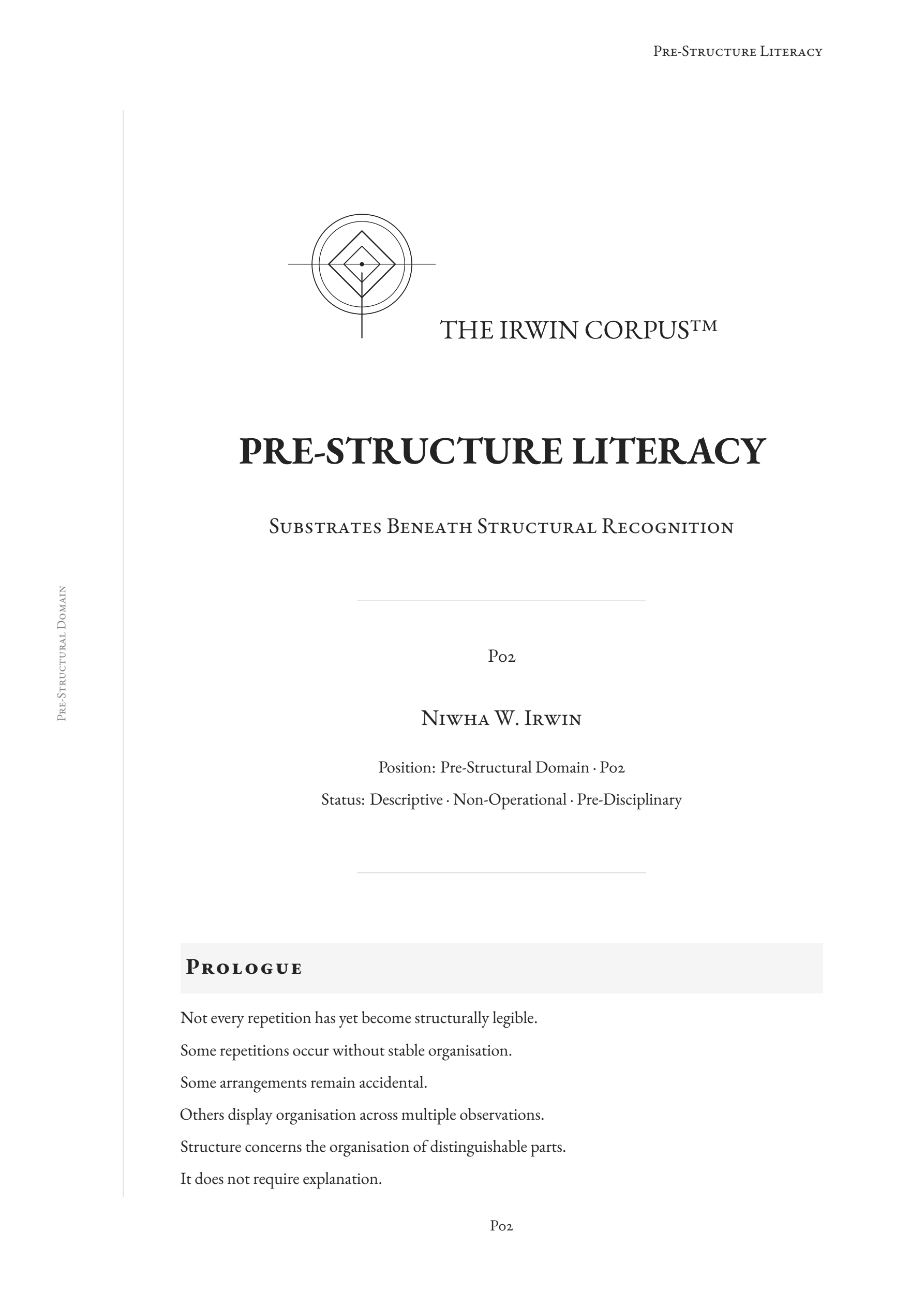 Cover of Pre-Structure Literacy, examining when organisation and structure first become observable.