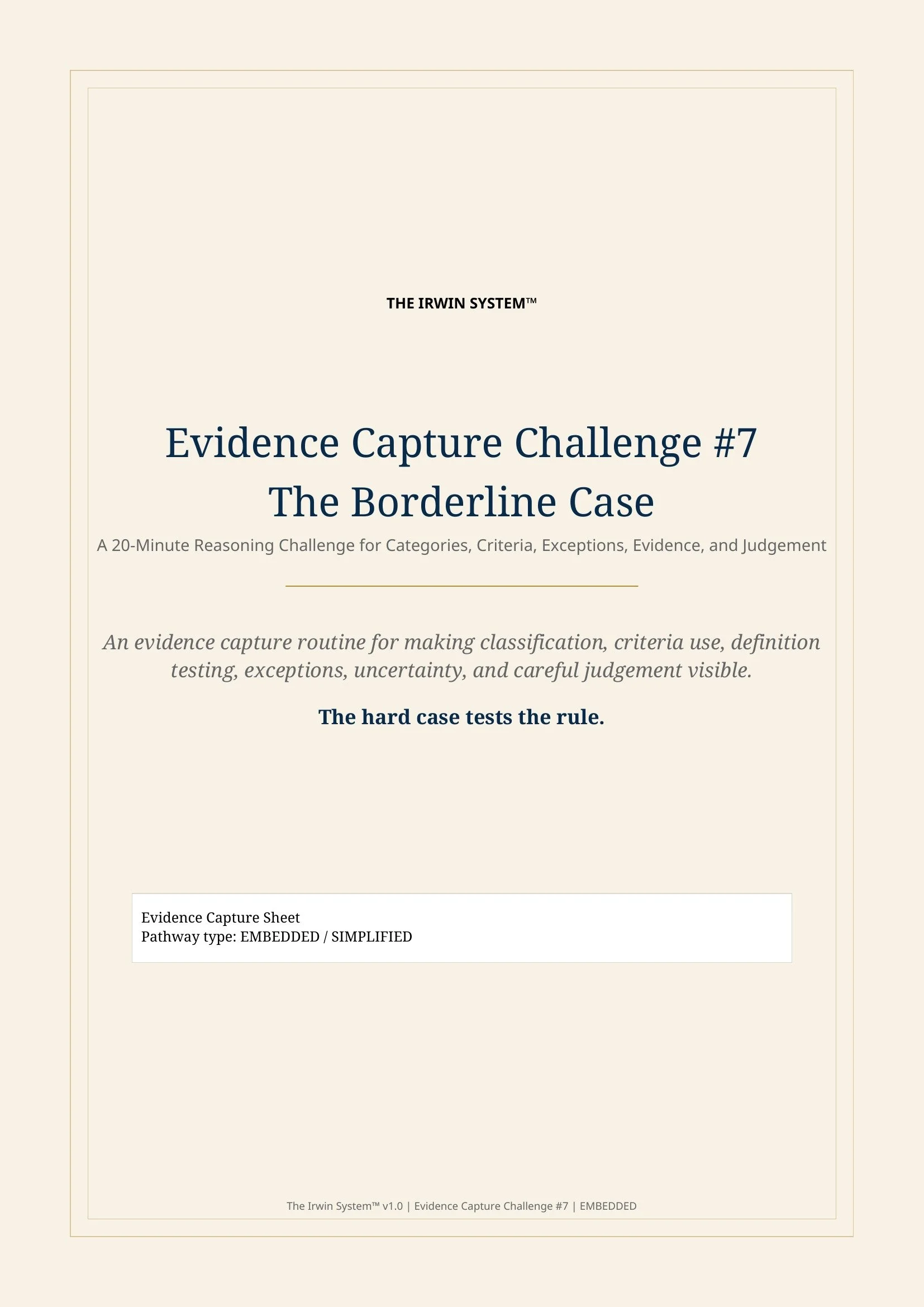 Cover of The Borderline Case, a classroom reasoning challenge about categories, criteria, definitions, and exceptions.