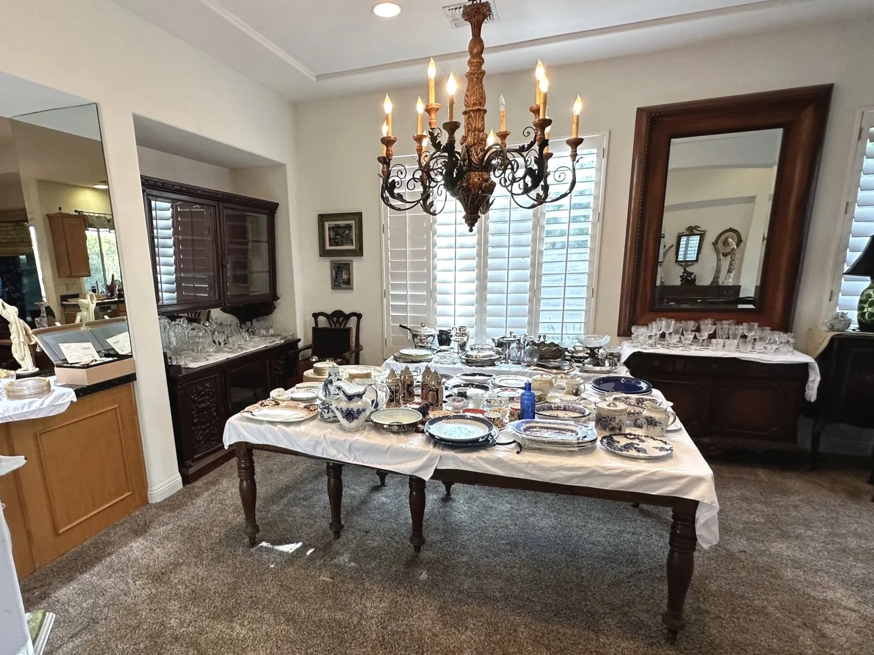 Rancho Mirage dining room toward the end of prep. 