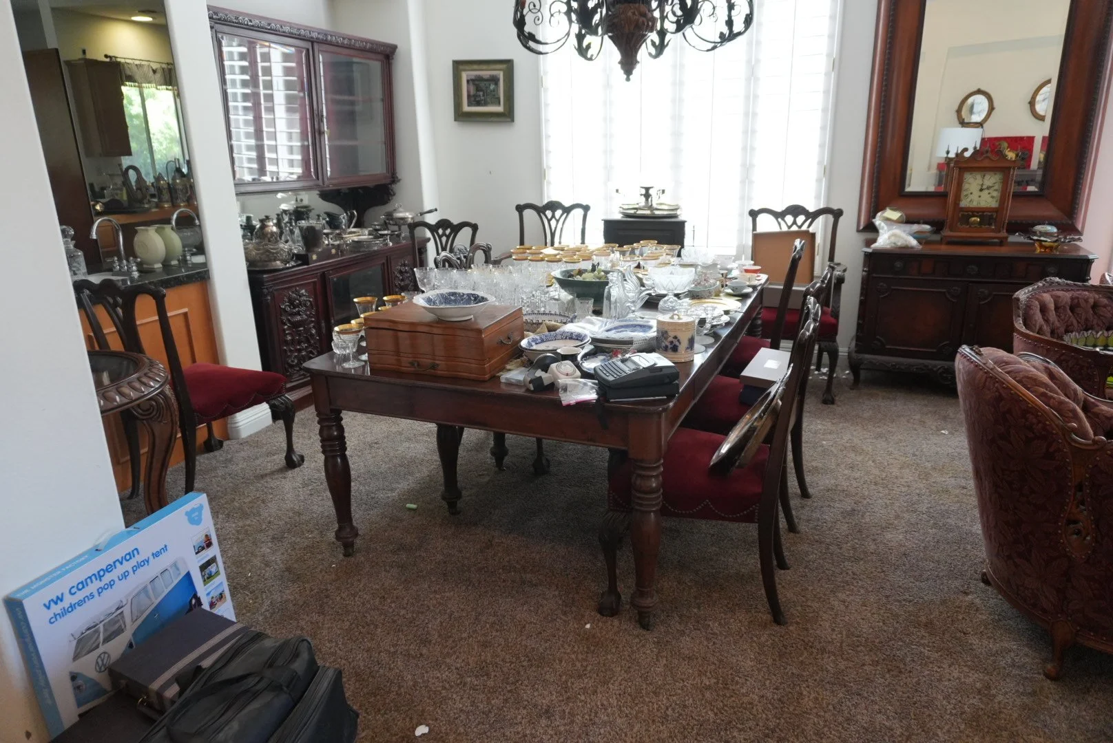 Beautiful Rancho Mirage home full of art. Dining room prior to prep.