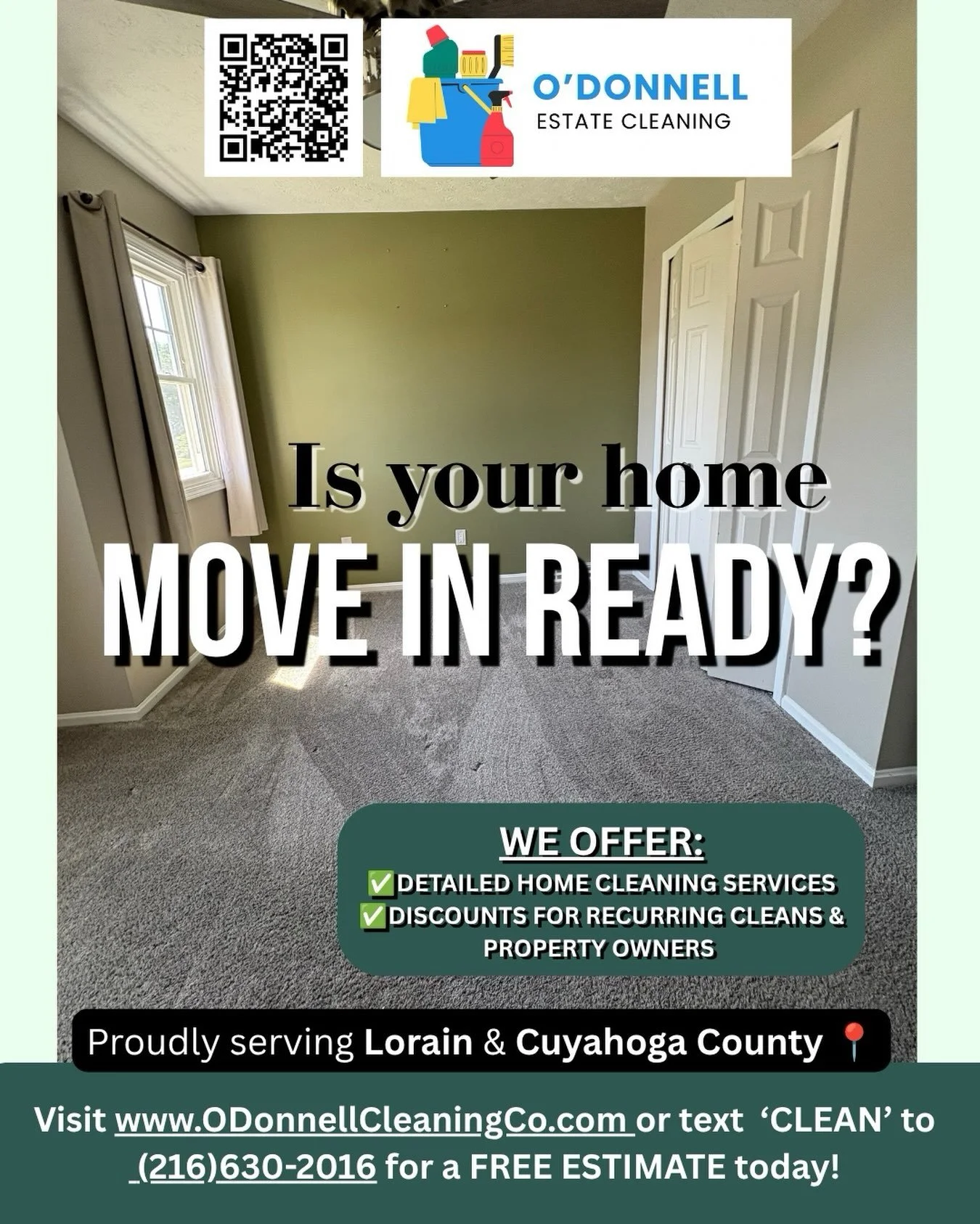 Visit our website today for a FREE QUOTE 
We have tons of services! including Deep cleaning, Standard one-time cleans, move in/out cleans, kitchen &amp; bathroom cleaning deals, and so much more! Need some extra help? Don&rsquo;t worry, we have plent
