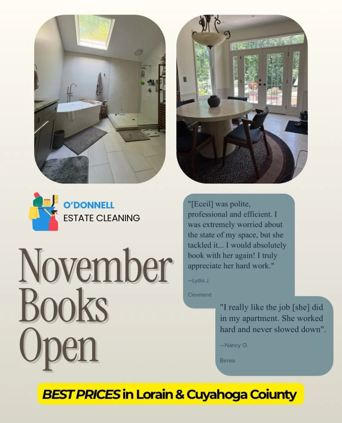 There&rsquo;s nothing better than welcoming a new month with a fresh, clean home.

Let me take cleaning off your to-do list so you can spend more time enjoying your home and less time worrying about the mess!

I offer standard home cleaning, deep cle