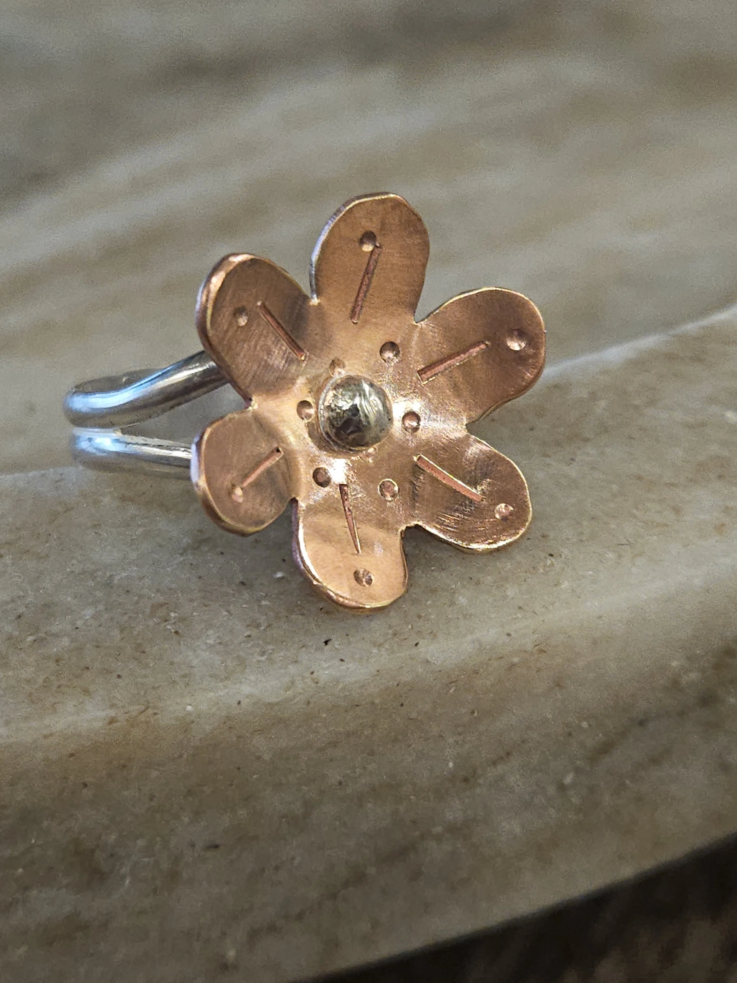 Blossoming Brass Flower Ring