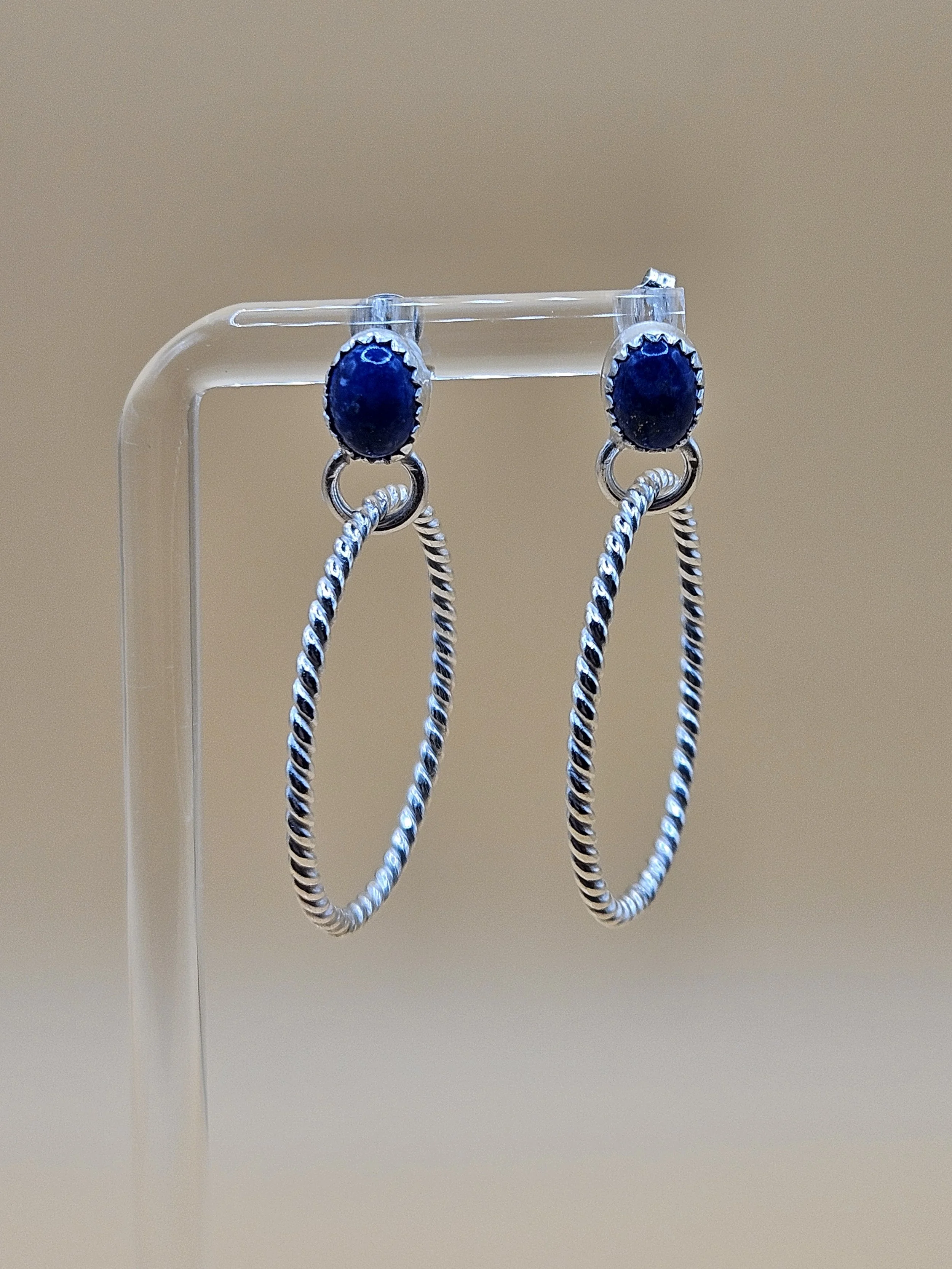 "Wisdom & Truth" Lapis Lazuli Oval Hoop Dangle Earrings