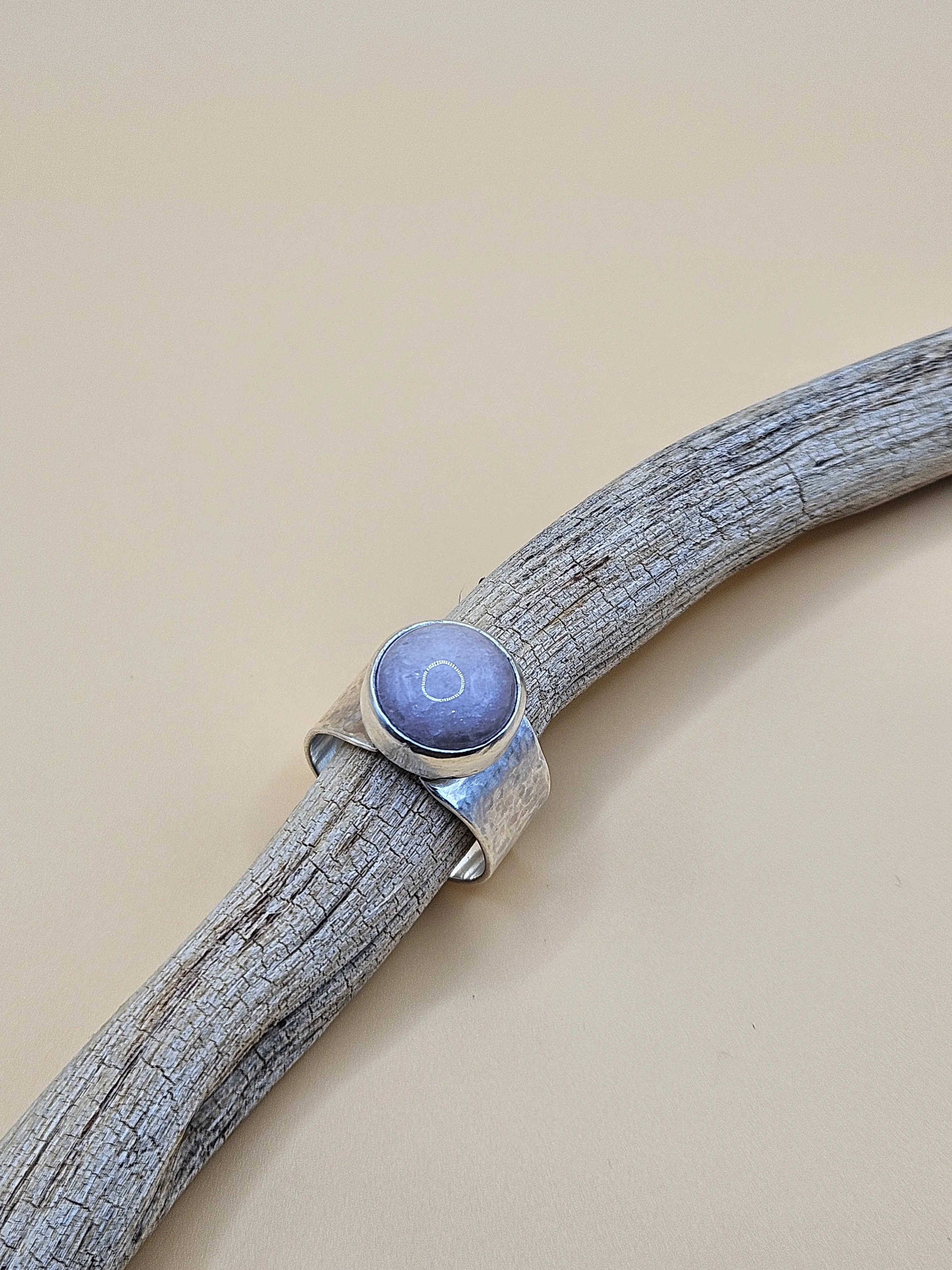 "Encircled Love" Rhodochrosite Hammered Ring