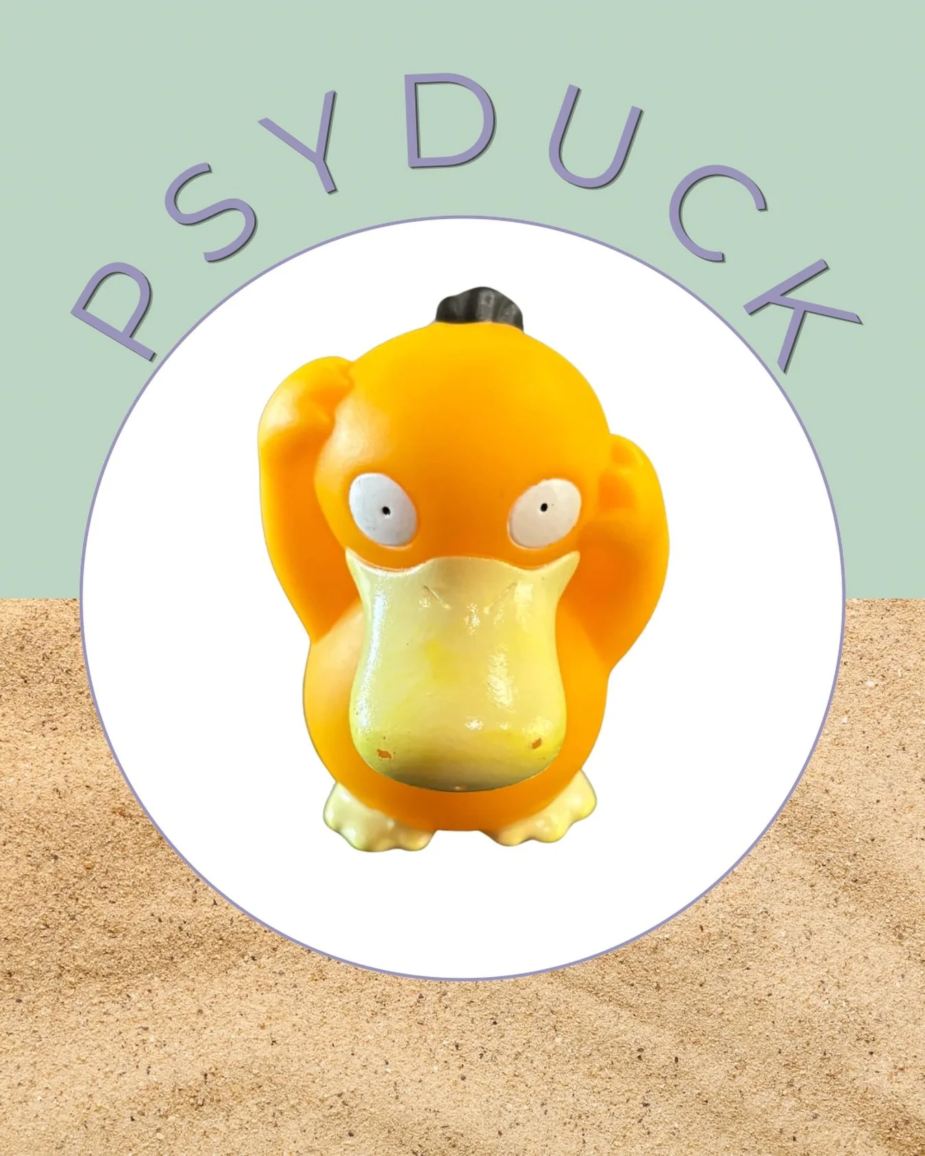 Psyduck is the most used figure in my sand tray! 
&bull;
And this little guy represents the stress a lot of students, parents, and teachers experience at the start of the school year.
&bull;
Wanting to be the &ldquo;very best&rdquo; causes a lot of s