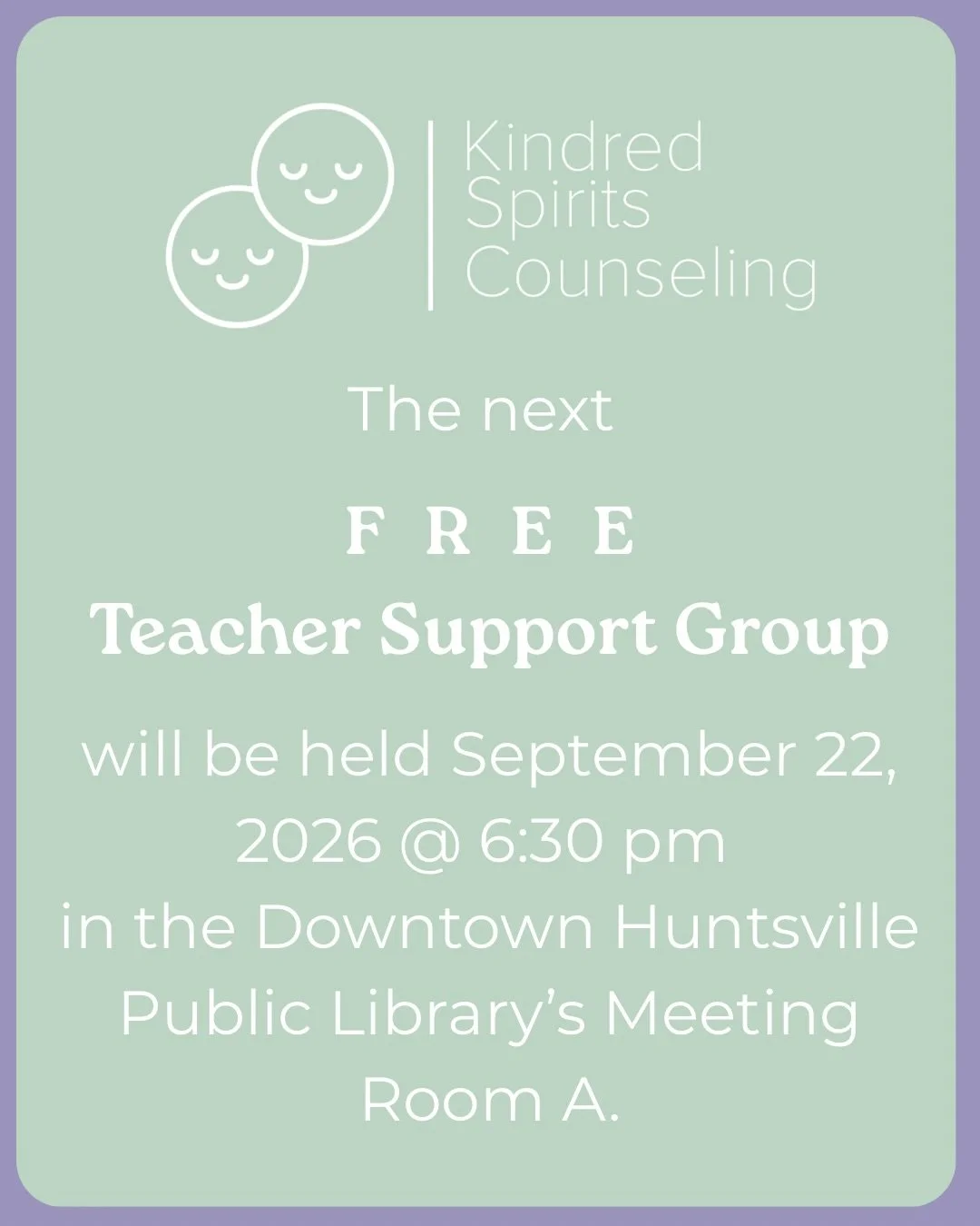 Date of the next teacher support group is September 22nd! 
&bull;
The amount of dates have been decreased due to low interest levels. If you&rsquo;re a teacher or have a friend who is a teacher that&rsquo;s interested but cannot attend current days a